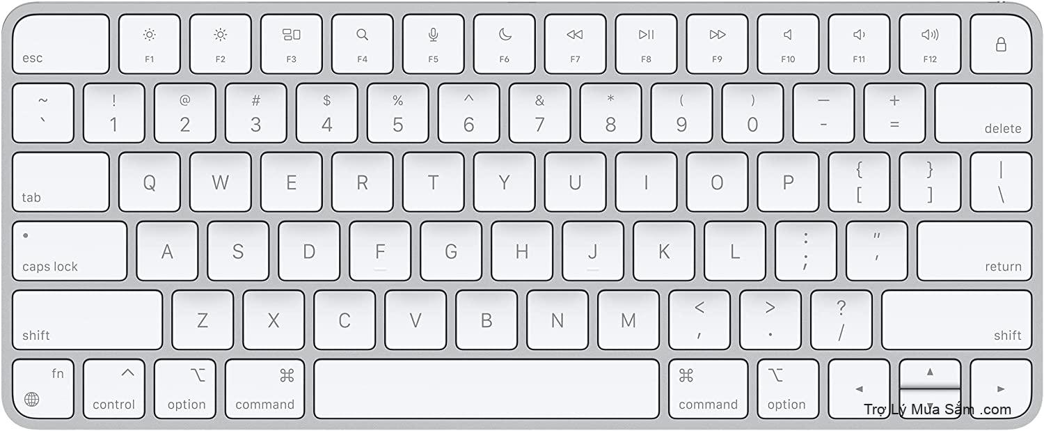 Bàn phím Apple Magic màu bạc với các phím màu trắng